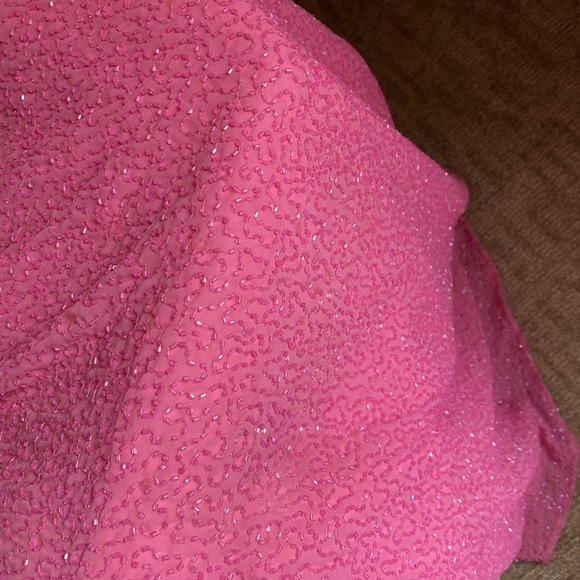 Double Spaghetti Strapped Beaded Gown - Picture 3 of 7